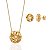 Conjunto Colar + Brinco Círculo Amassado com Pérola - Banho de Ouro 18k - Imagem 1