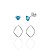 Brinco Duo Zircônia Coração Azul + Argolinha Losango 1,2cm - Prata 925 - Imagem 1