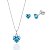 Conjunto Colar + Brinco Ponto de Luz Zircônia Coração Azul - Prata 925 - Imagem 1