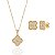 Conjunto Colar + Brinco Trevo Cravejado - Banho de Ouro 18k - Imagem 1