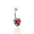 Piercing Umbigo Coração Vermelho Cravejado em volta 9mm - Prata 925 - Imagem 1