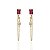 Brinco Zircônia Quadrada Pink c/ Corrente e Ponto de Luz 5cm - Banho de Ouro 18k - Imagem 1