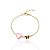 Pulseira Infantil Borboleta Rosa e Coração 15cm - Banho de Ouro 18k - Imagem 1