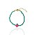 Pulseira Infantil Cristal Verde c/ Moranguinho 13cm - Banho de Ouro 18k - Imagem 1