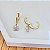 Brinco Argolinha com Pingente Zirconia Quadrada Incolor - Banho de Ouro 18k - Imagem 1