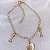 Pulseira Elo Grumet c/ Coração + Ossinho 21cm - Banho de Ouro 18k - Imagem 1