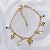 Pulseira Corações, Perolas e Olho Grego 20cm - Banho de Ouro 18k - Imagem 1