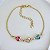 Pulseira Bolinha 3 Corações Zirconia Colorida 22,5cm - Banho de Ouro 18k - Imagem 1