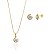 Conjunto Colar + Brinco Ponto de Luz c/ Borda - Banho de Ouro 18k - Imagem 1