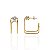 Brinco Argola Quadrada Dupla c/ Zircônia 2,5cm - Banho de Ouro 18k - Imagem 1
