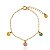 Pulseira Infantil 3 Corações Resina Colorida - Banho de Ouro 18k - Imagem 1