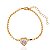 Pulseira Medalhas com Coração Zircônia 16cm - Banho de Ouro 18k - Imagem 1