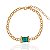 Pulseira Piastrine com Zircônia Quadrada Esmeralda e Micro Zircônias 17cm - Banho de Ouro 18k - Imagem 1