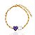 Pulseira Coração Lilás e Zircônia Quadrada Elo Cartier 17cm - Banho de Ouro 18k - Imagem 1