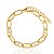 Pulseira Elo Oval com 4 Zircônias Quadrada Centro 16cm - Banho de Ouro 18k - Imagem 1
