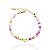 Pulseira Infantil Miçangas Coloridas Quadradas com Coração 15cm + 4cm de Extensor- Banho de Ouro 18k - Imagem 1