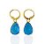 Brinco Argolinha com Pingente Gota Zircônia Azul - Banho de Ouro 18k - Imagem 1