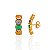 Brinco Ear Hook 4 Zircônias Ovais Coloridas - Banho de Ouro 18k - Imagem 1