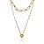 Colar Chocker Dupla Elo Longo e Veneziana com Ponto de Luz 37cm - Banho de Ouro 18k - Imagem 1
