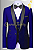 Terno Noivo Smoking Azul Royal Gola Summer Preto Acetinado - Imagem 1