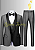 Terno Noivo Smoking Cinza Grafite Gola Summer Preto Acetinado - Imagem 2