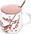 CANECA DE VIDRO COM TAMPA E COLHER SAKURA 500ML - Imagem 1