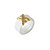 Anel Triplo Branco com 3 Filetes Cruzados Dourados - Imagem 1