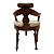 Antiga cadeira alta , dita cadeira de barbeiro, madeira nobre , resistente , encosto para cabeça forrado em couro com regulagem de altura em ferro, pés entalhados, almofada em tecido na cor crua, perfeito estado, mede 68x65x96 cm altura - Imagem 2