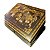 Antigo e raro tabuleiro de jogos orientais , em madeira com desenhos em alto relevo, patinado em ouro, mede 30x20 cm - Imagem 4