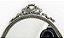 Antigo espelho ovalado, com rico detalhe de laço e rendas no entorno espessurado a prata, mede 24x18 cm largura - Imagem 2