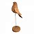 Escultura em madeira representando pássaro, haste em ferro e base redonda em madeira, mede 36 cm altura, 11x11 base, peso 500 gramas - Imagem 1