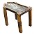 Mesa de apoio em madeira antiga em formato de queijeira, quatro pés, ótimo estado, mede 52x32x40 cm altura - Imagem 1