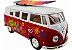 Miniatura Kombi hippie Vermelha Com Prancha - Escala 1/32 - Kinsmart - Imagem 1