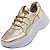 Tênis Feminino Sneakers Evelyn Couro Dourado Sola Alta - Imagem 4