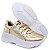 Tênis Feminino Sneakers Evelyn Couro Dourado Sola Alta - Imagem 3