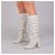 Bota Feminina Franzida Liz Cano Alto Franzido Off White Salto Grosso - Imagem 10