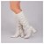 Bota Feminina Franzida Liz Cano Alto Franzido Off White Salto Grosso - Imagem 9