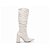 Bota Feminina Franzida Liz Cano Alto Franzido Off White Salto Grosso - Imagem 5