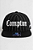 Boné Compton Aba Reta Classic Pinstripe Preto - Imagem 1