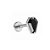 Piercing Labret Titânio Caixão com Pedra Preta - Imagem 1