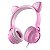 Fone Headset Orelha de Gato Rosa Com Microfone - KE120R - Imagem 1