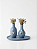 Conjunto Par De Vasos Decorativos Azul Com Bandeja E Flores - Imagem 2