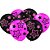 Balão Latex  9" Preto com Impressão Rosa Neon - Brilha na Luz Negra - Imagem 1
