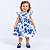 Vestido de Bebê Floral Azul Luxo Festa 100% Algodão 2 Meses a 6 Anos Rafaela - Imagem 3