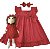 VESTIDO BEBÊ INFANTIL NATAL VERMELHO COM BONECA DE PANO - Imagem 1