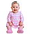 Vestido de Bebê Manga Longa Xadrez Rosa 100% Algodão - Clarisse - Imagem 3