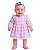 Vestido de Bebê Manga Longa Xadrez Rosa 100% Algodão - Clarisse - Imagem 2