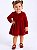 Vestido Infantil Menina em Plush Vermelho Luxo Toque Pêssego Manga Longa 2 Meses a 8 Anos Mundo Nina - Imagem 2
