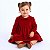 Vestido Infantil Menina em Plush Vermelho Luxo Toque Pêssego Manga Longa 2 Meses a 8 Anos Mundo Nina - Imagem 1