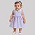 Vestido Bebê Infantil 100% Algodão com Laço e Tiara Xadrez Lilás - Imagem 1